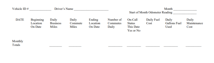 Vehicle Utilization Form