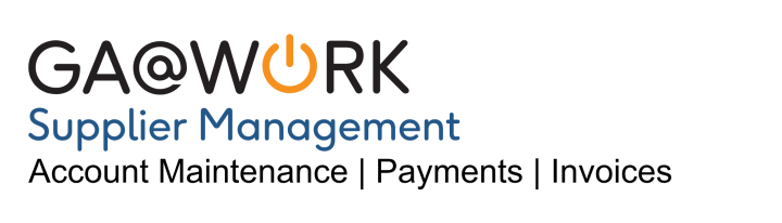 GA@WORK Marketplace for Supplier Management wordmark logo, which includes the words Account Maintenance, Payment, and Invoices.