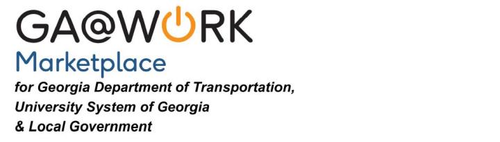 GA@WORK Marketplace wordmark logo beneath which are the words "for Georgia Department of Transportation, University System of Georgia, and Local Government."